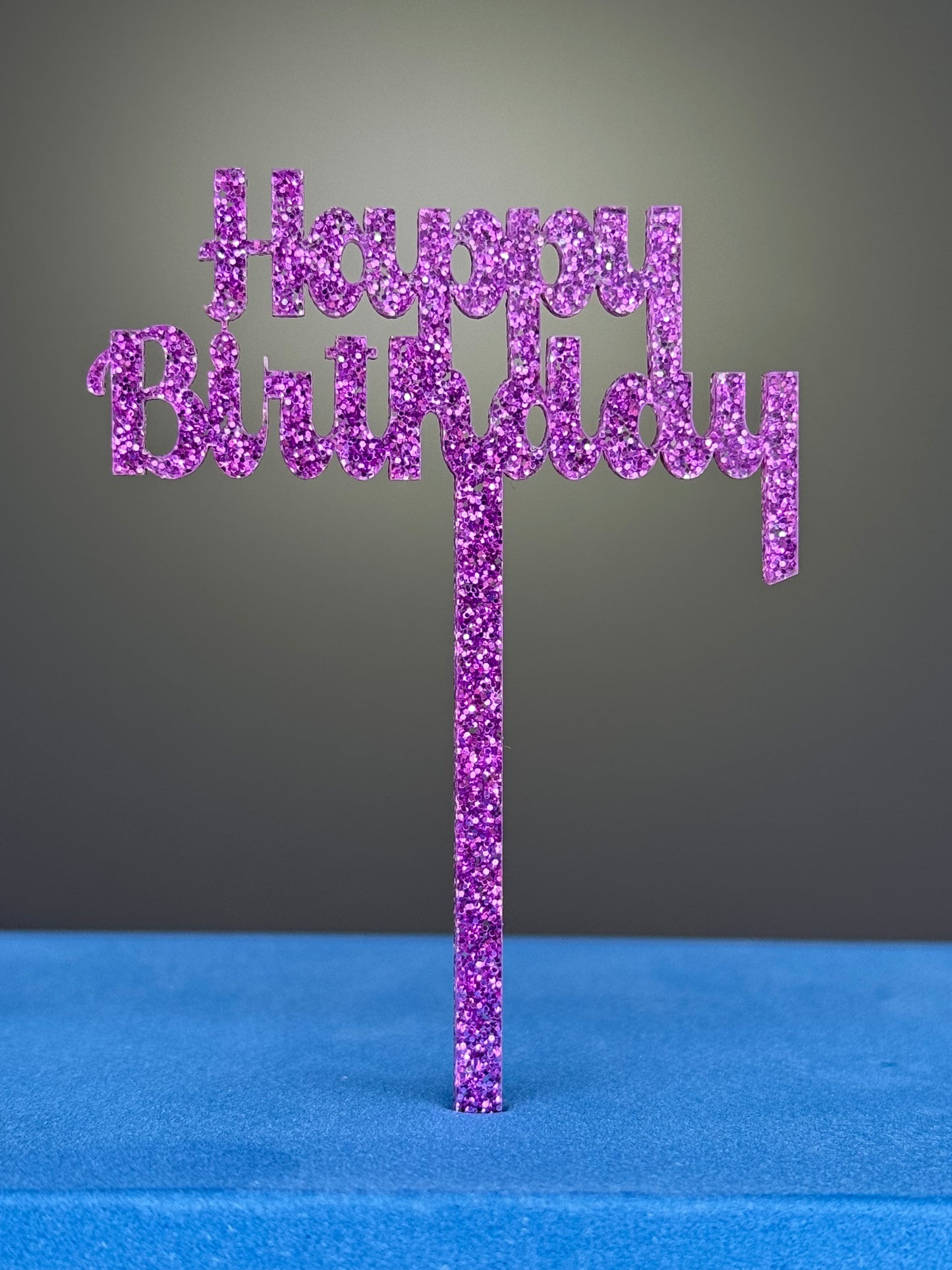 6 Glitter Happy Birthday Cupcake Toppers