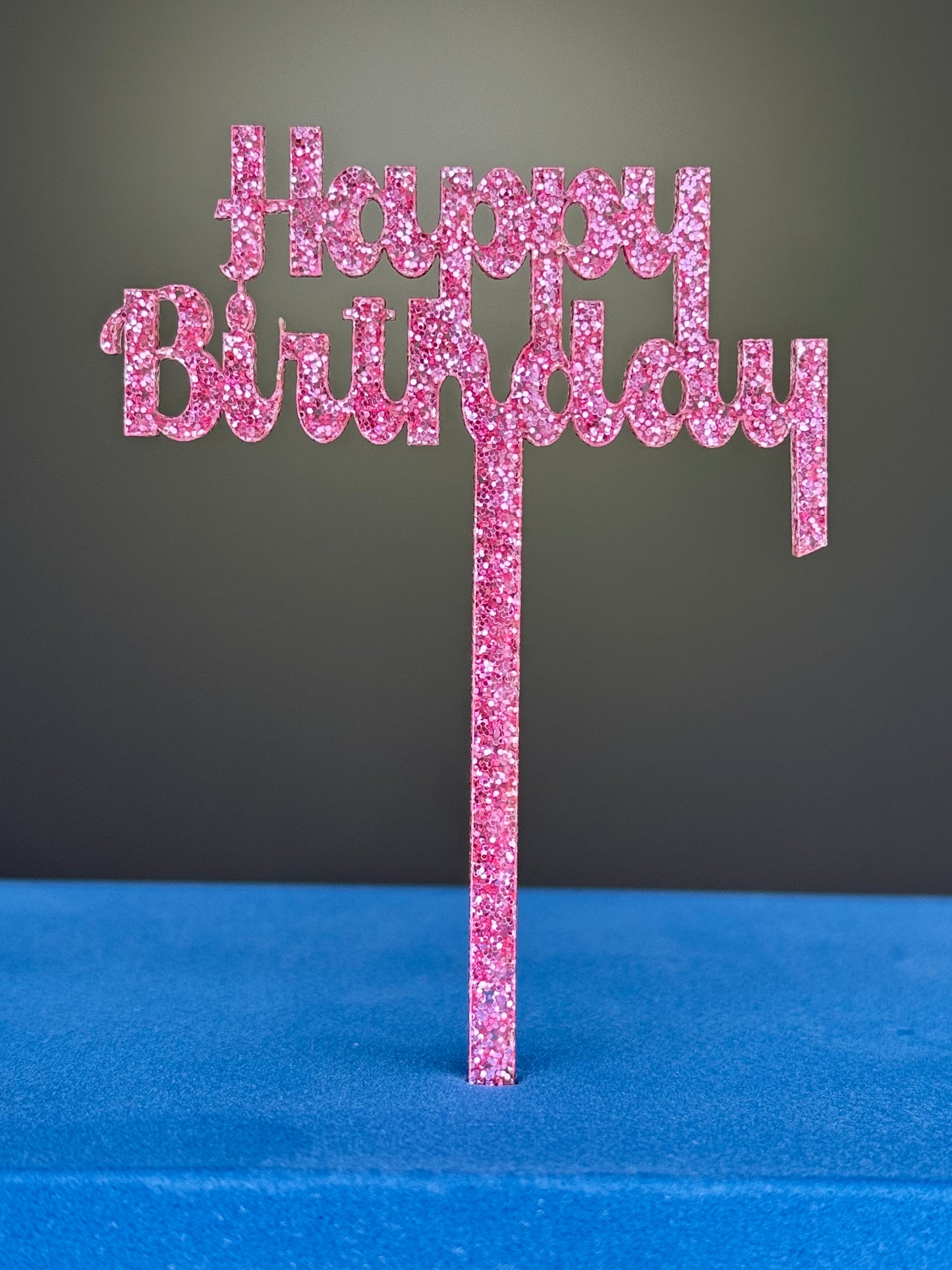 6 Glitter Happy Birthday Cupcake Toppers